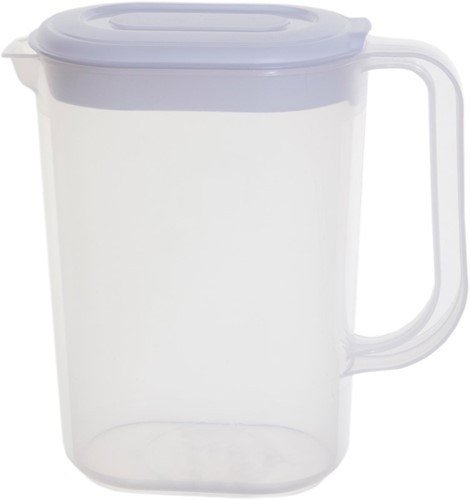 Whitefurze pichet 1,5 litre, transparent avec couverle blanc