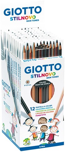 Giotto Stilnovo Skin Tones crayons de couleurs, en pochette étui cartonné de 12 pièces