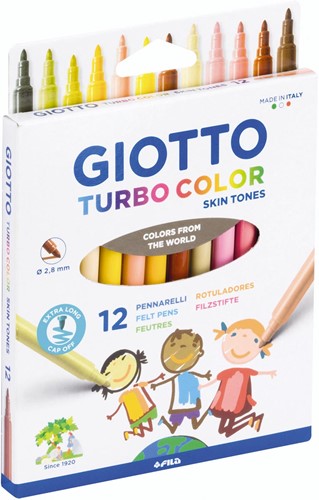 Giotto Turbo Color Skin Tones feutres, étui de 12 pièces