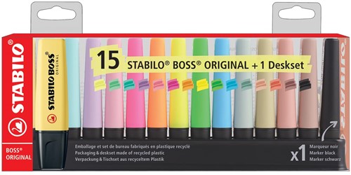 STABILO BOSS pastel et nature surligneurs, couleurs assorties, deskset de 15 pièces