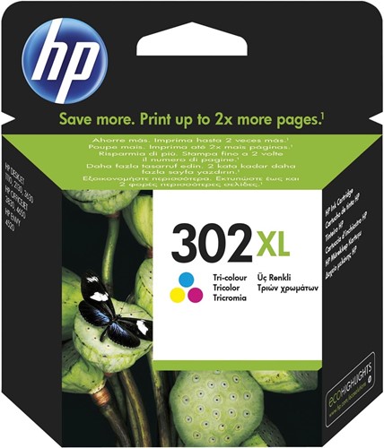 HP inktcartridge 302XL, 330 pagina's, OEM F6U67AE, 3 kleuren 1 Stuk