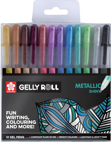 Sakura roller Gelly Roll Metallic, etui van 12 stuks in geassorteerde kleuren 12 Stuk