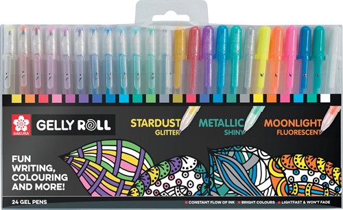 Sakura roller Gelly Roll Mix, etui van 24 stuks in geassorteerde kleuren