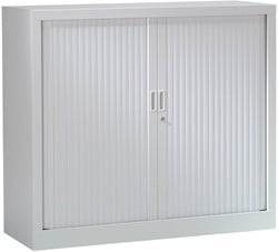 Roldeurkast, hoogte 136 cm, lichtgrijs