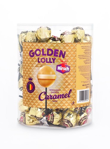 Hirsch Golden Lolly, 100 stuks, pot van 1,2 kg