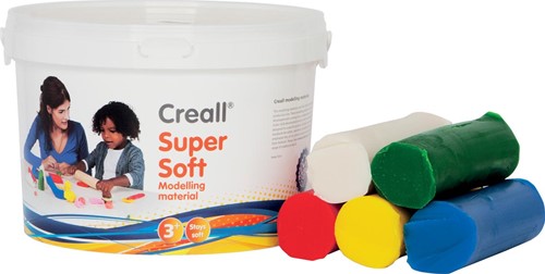 Havo pâte à modeler Supersoft 5 couleurs assorties: rouge, vert, jaune, blanc et bleu