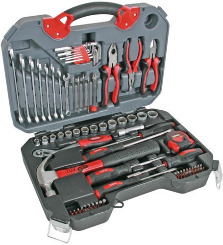 Perel gereedschapskoffer, set van 78 stuks, grijs 1 Stuk