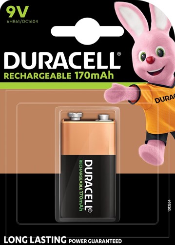 Duracell oplaadbare batterij 9V, op blister 1 Stuk