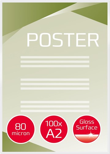 GBC Document pochette à plastifier ft A2, 160 microns (2 x 80 microns), paquet de 100 pièces