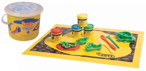 Jovi boetseerpasta Blandiver kleurrijke emmertje met 4 potjes boetseerpasta van 50 cc in geassorteerde...