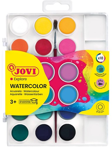 Jovi waterverf, doos met 18 napjes + penseel