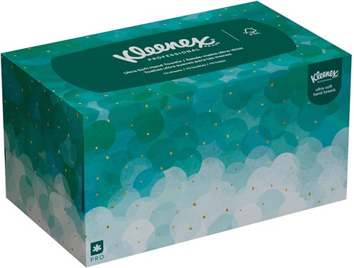 Kleenex essuie-mains en papier Ultra Soft Pop-up, enchevêtrés, 1 pli, 70 feuilles, en boîte distributrice