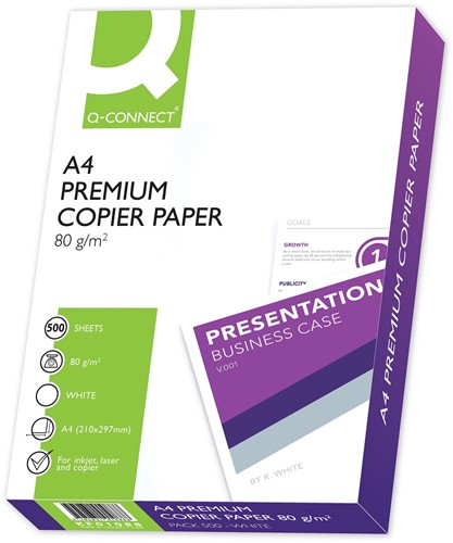 Q-CONNECT Premium papier reprographique, ft A4, 80 g, paquet de 500 feuilles, blanc