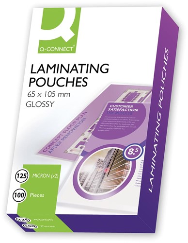 Q-CONNECT pochettes de plastification 2x 125 microns 65x105mm 100 pièces