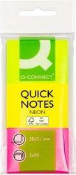 Q-CONNECT Quick Notes, ft 38 x 51 mm, 50 feuilles, étui de 3 blocs en couleurs néon