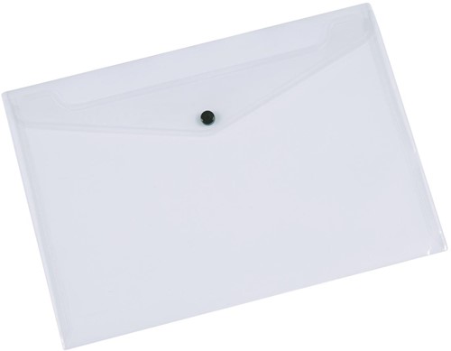 Q-CONNECT pochette documents, A4, PP transparent, fermeture à bouton-pression