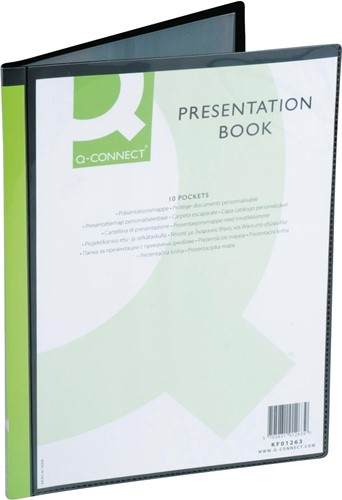 Q-CONNECT protège-documents personnalisable A4 10 pochettes noir