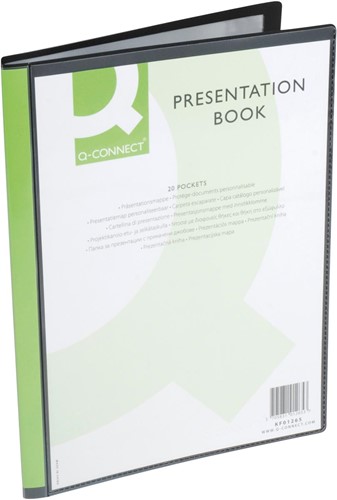 Q-CONNECT protège-documents personnalisable  A4 20 pochettes noir
