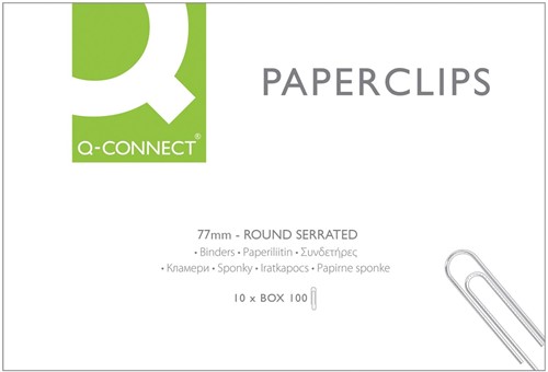 Q-CONNECT papierklemmen, 77 mm, doos van 100 stuks