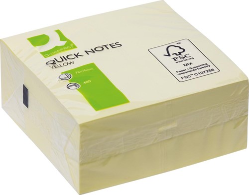 Q-CONNECT Quick Notes, ft 76 x 76 mm, 400 feuilles, jaune