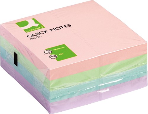 Q-CONNECT Quick Notes, ft 76 x 76 mm, 400 feuilles, couleurs assorties