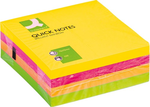 Q-CONNECT Quick Notes, ft 76 x 76 mm, 320 feuilles, couleurs assorties néon