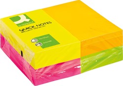 Q-CONNECT Quick Notes, ft 76 x 127 mm, 100 feuilles, paquet de 12 blocs en 4 couleurs néon
