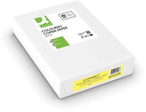 Q-CONNECT papier reprographique couleur, A4, 80g, paquet de 500 feuilles, jaune vif