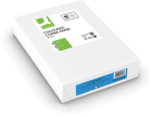 Q-CONNECT papier reprographique couleur, A4, 80g, paquet de 500 feuilles, bleu vif