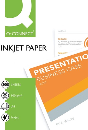 Q-CONNECT papier à jet d'encre ft A4, 100 g, paquet de 200 feuilles, blanc
