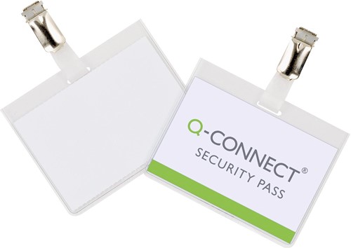 Q-CONNECT badge avec clip 90 x 60 mm, boîte de 25 pièces
