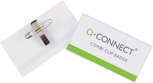Q-CONNECT badge avec clip combiné 90 x 54 mm, boîte de 50 pièces