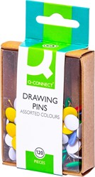 Q-CONNECT punaises, couleurs assorties, boîte de 120 pièces