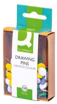 Q-CONNECT punaises, couleurs assorties, boîte de 120 pièces-3