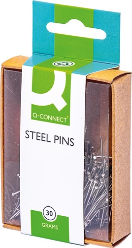 Q-CONNECT aiguilles décoratives, 0,85 x 30 mm, nickelées, boîte de 30 grammes