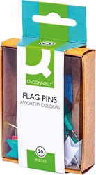 Q-CONNECT épingles drapeaux, couleurs assorties, boîte de 20 pièces