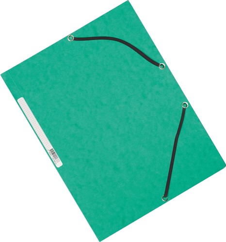 Q-CONNECT farde à rabats, A4, 3 rabats et élastiques, carton, vert
