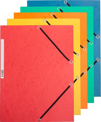 Q-CONNECT farde à rabats, A4, 3 rabats et élastiques, carton, assorti, paquet de 10 pièces