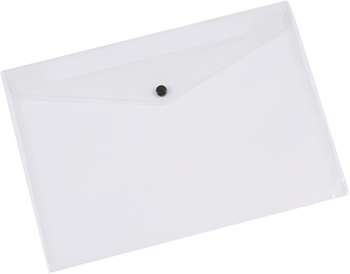 Q-CONNECT pochette documents, A3, PP transparent, fermeture à bouton-pression