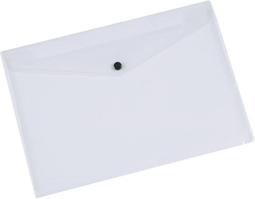 Q-CONNECT pochette documents, A5, PP transparent, fermeture à bouton-pression