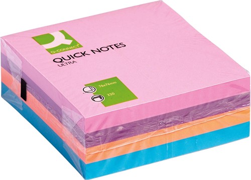 Q-CONNECT Quick Notes, ft 76 x 76 mm, 320 feuilles, couleurs assorties