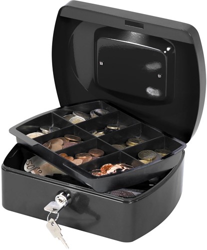 Q-CONNECT coffret à monnaie, 205 x 160 x 85 mm, noir