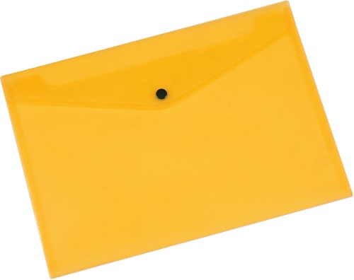 Q-CONNECT pochette documents, A4, PP transparent, fermeture à bouton-pression, jaune