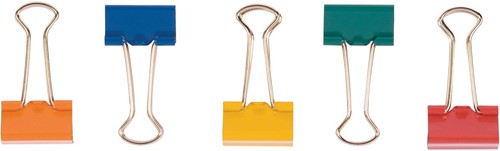 Q-CONNECT pince foldback, couleurs assorties, 19 mm, boîte de 10 pièces