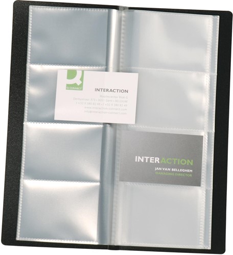 Q-CONNECT visitekaartenmap, Ft 11 x 26 cm, voor 160 kaarten, zwart