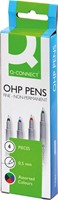 Q-CONNECT marqueur OHP, non permanent, fine, set de 4 pièces en couleurs assorties