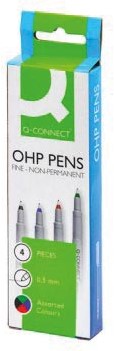 Q-CONNECT marqueur OHP, non permanent, fine, set de 4 pièces en couleurs assorties-2
