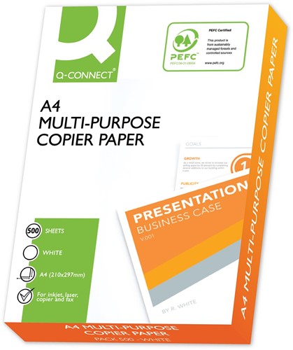 Q-CONNECT Premium kopieerpapier, ft A4, 75 g, pak van 500 vel, wit