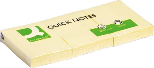 Q-CONNECT Quick Notes, ft 38 x 51 mm, 100 feuilles, paquet de 3 pièces, jaune