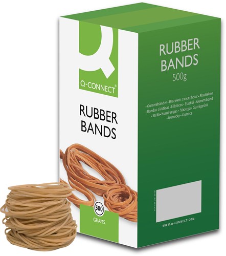 Q-CONNECT élastiques, largeur 1,5 mm, longueur 80 mm, no 18, boîte de 500 g
